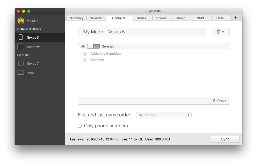 wear os sync contacts